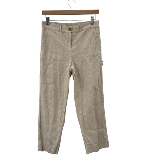 Talbots Linen Blend Chinos Pants Womens Size 4 Cream Tan Neutral Minimalist - Picture 1 of 4